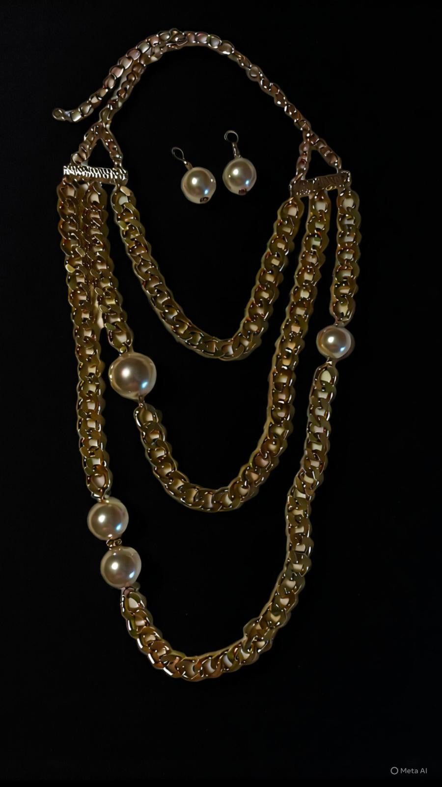 Pearl Necklace & Earrings Set (3 layers)