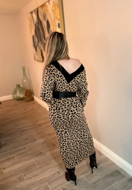 Lila Animal Print Sweater Drerss