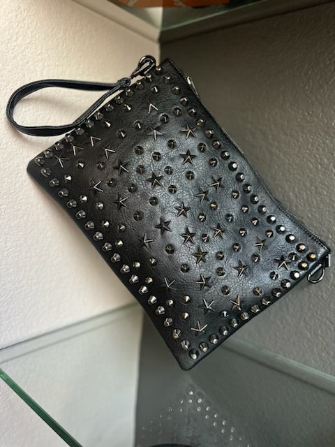Black Zipper Studded Bag
