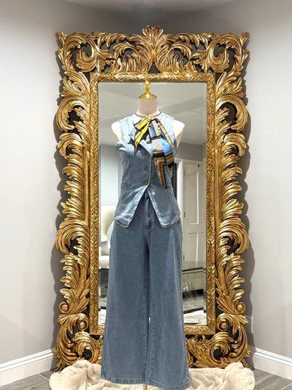 Lili Button-front Denim Vest & Pants