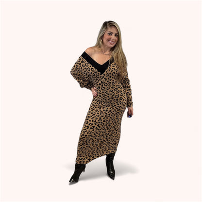 Lila Animal Print Sweater Drerss