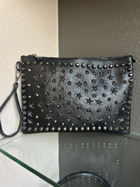 Black Zipper Studded Bag