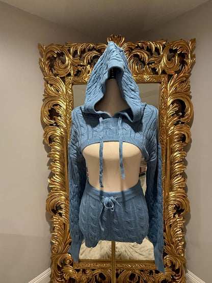 Sweater Set- 2 piece (mini shorts & hoodie)