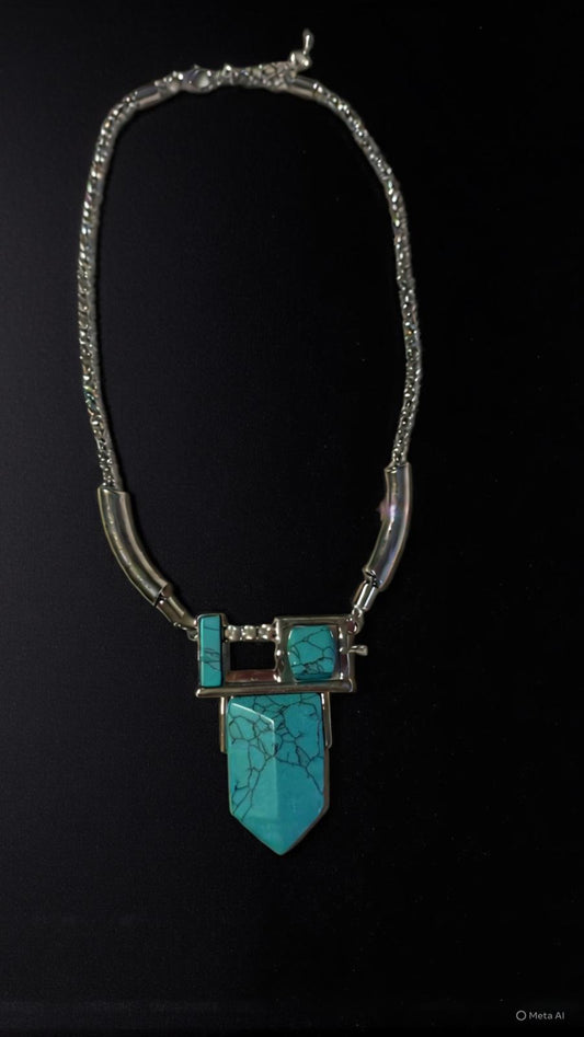 Silver Necklace (turquoise design)
