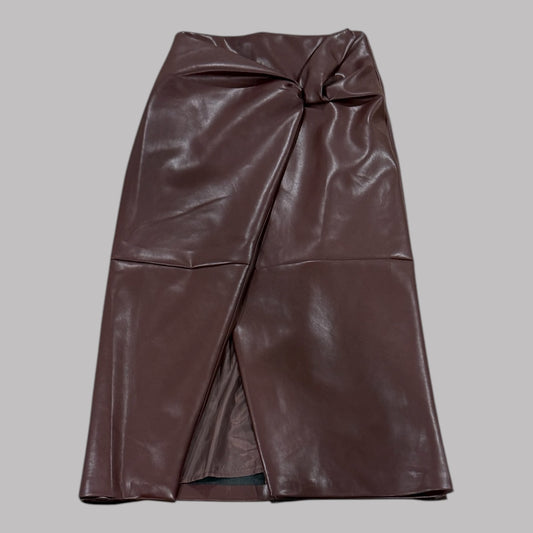 Cindy Mini Faux Leather Skirt/ Wine Color