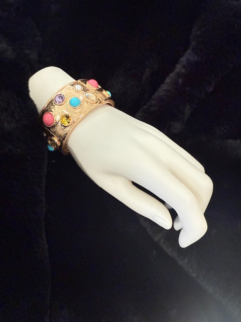 Gold Bracelet with Colorful Studs