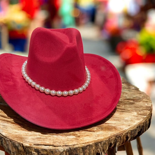 Pink Hat with Pearls