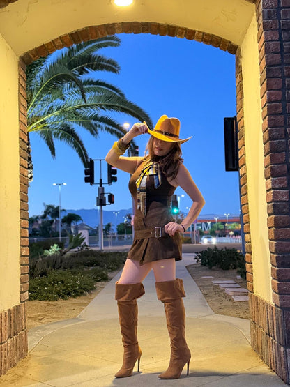 High Neck Belted Skort Dress