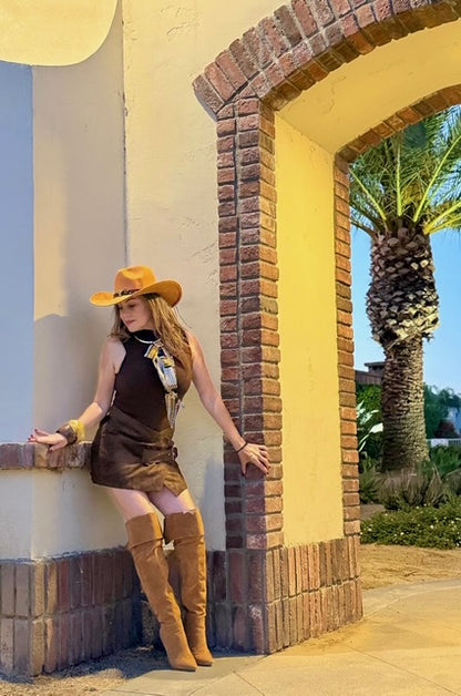 High Neck Belted Skort Dress