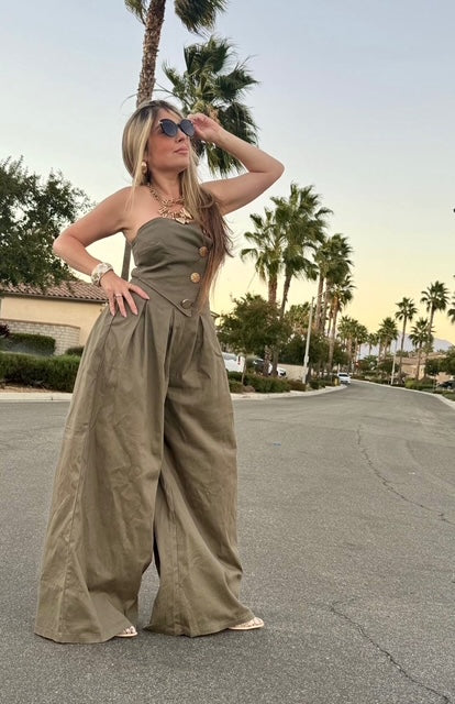 Showstopper Olive Buttoned Jumpsuit